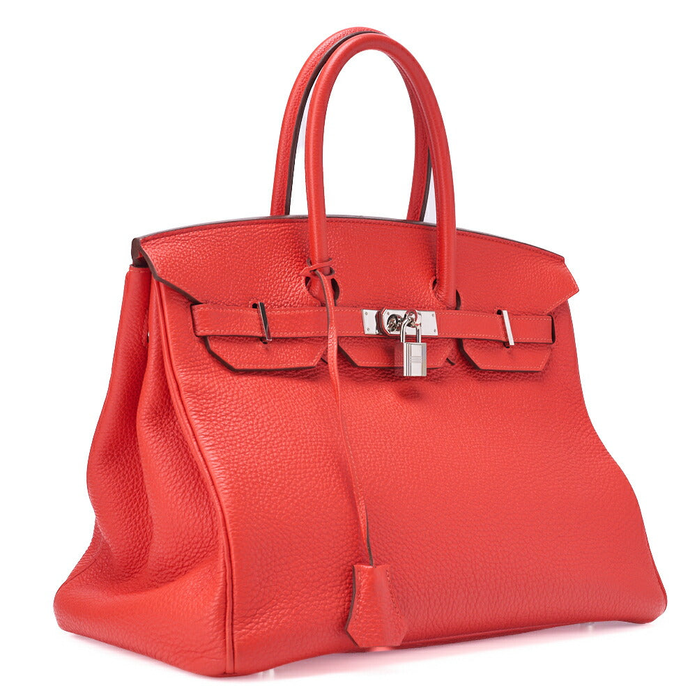 HERMES Birkin 35 Handbag Tryon Rose Jaipur Silver-Tone Hardware, Pre-Owned