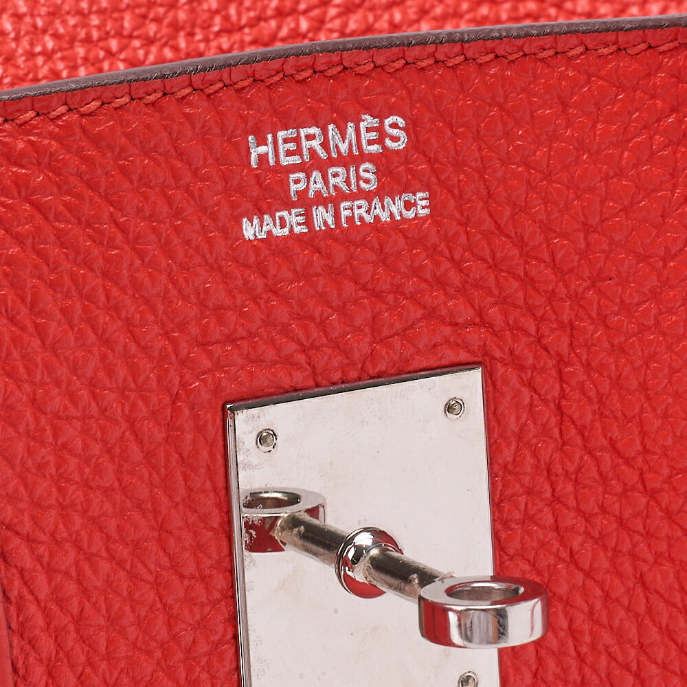 HERMES Birkin 35 Handbag Tryon Rose Jaipur Silver-Tone Hardware, Pre-Owned
