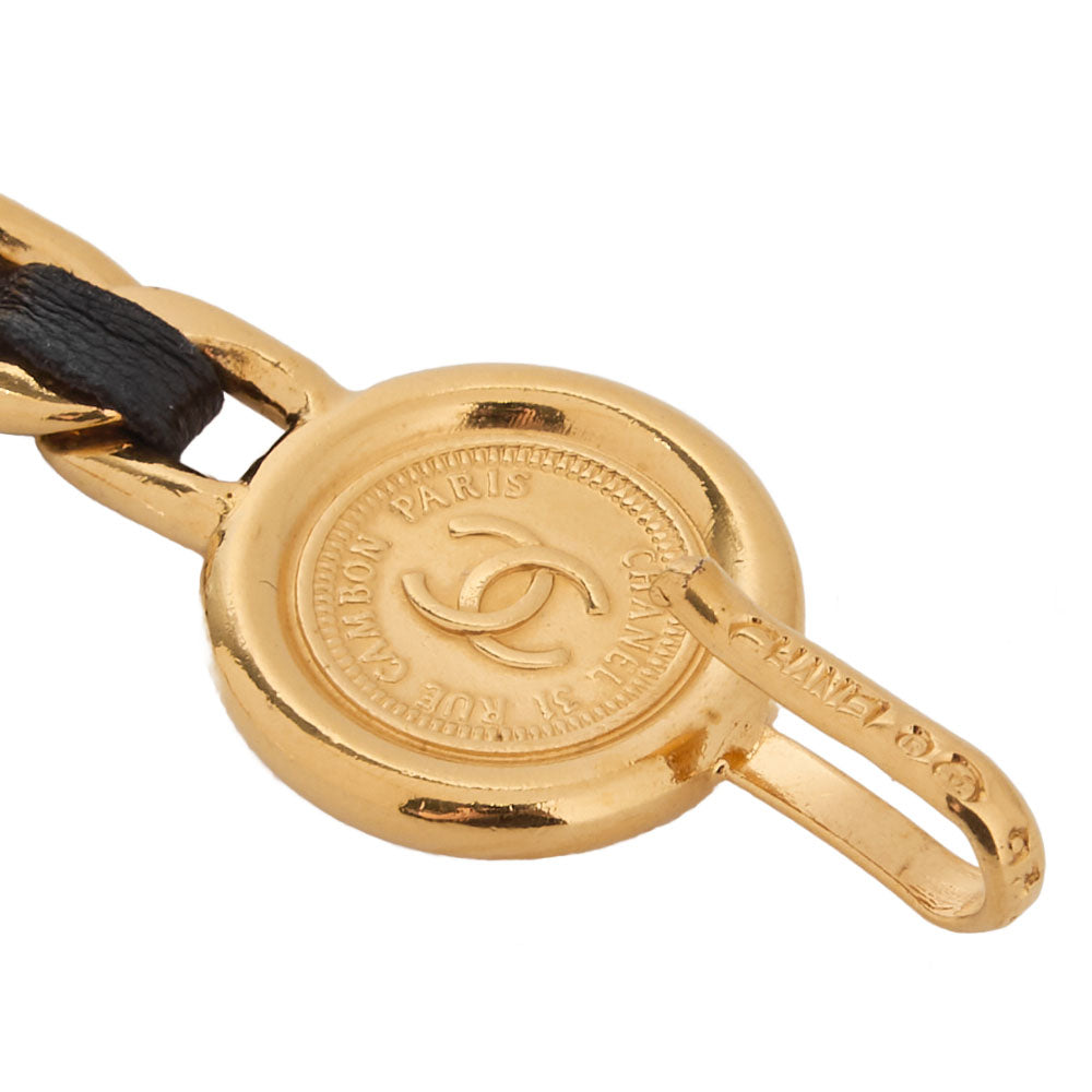 CHANEL Cocomark Chain Belt GP Leather BlackGold-Tone Hardware, Pre-Owned