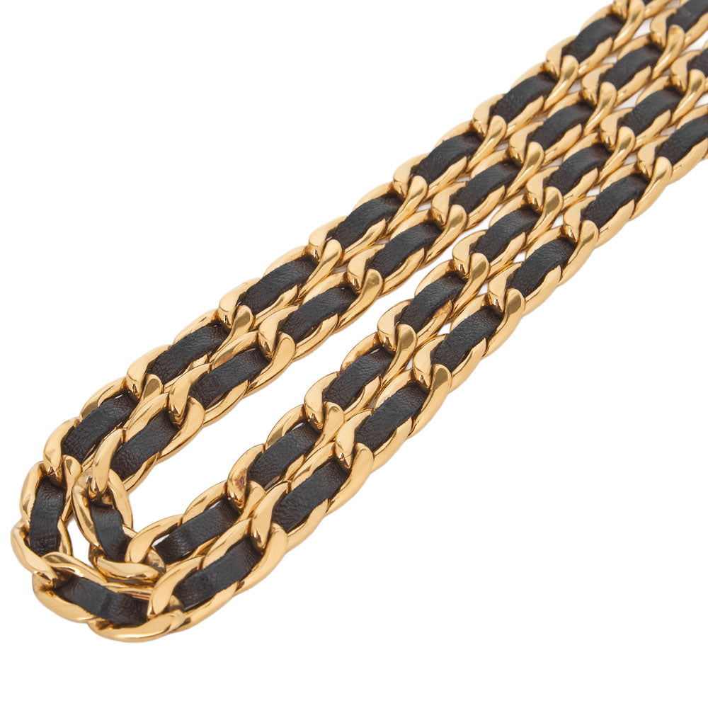 CHANEL Cocomark Chain Belt GP Leather BlackGold-Tone Hardware, Pre-Owned