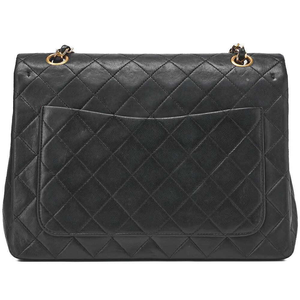 CHANEL Matlassse Double Flap Chain Shoulder Bag Lambskin Black Gold-Tone Hardware, Pre-Owned