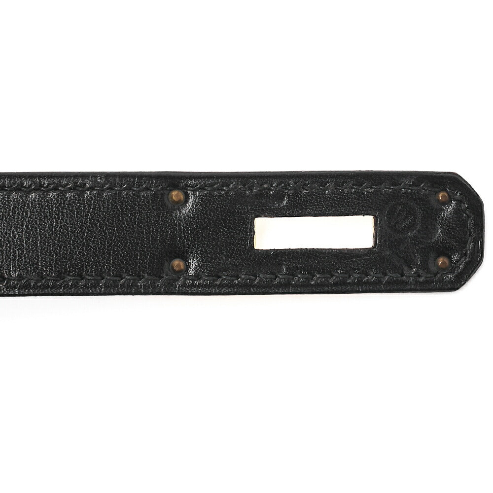 HERMES Kelly 32 Handbag Box Calf Black Black Exterior Stitching Gold-Tone Hardware, Pre-Owned