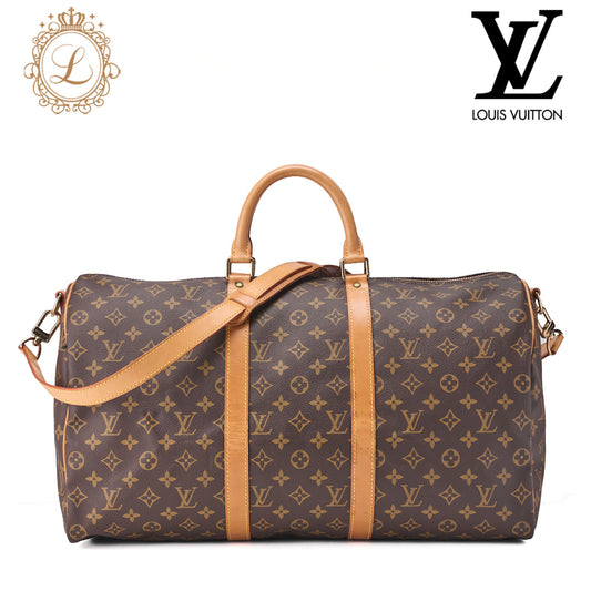 LOUIS VUITTON Monogram Keepol Handi?re 50 Boston Bag Brown Gold-Tone Hardware, Pre-Owned