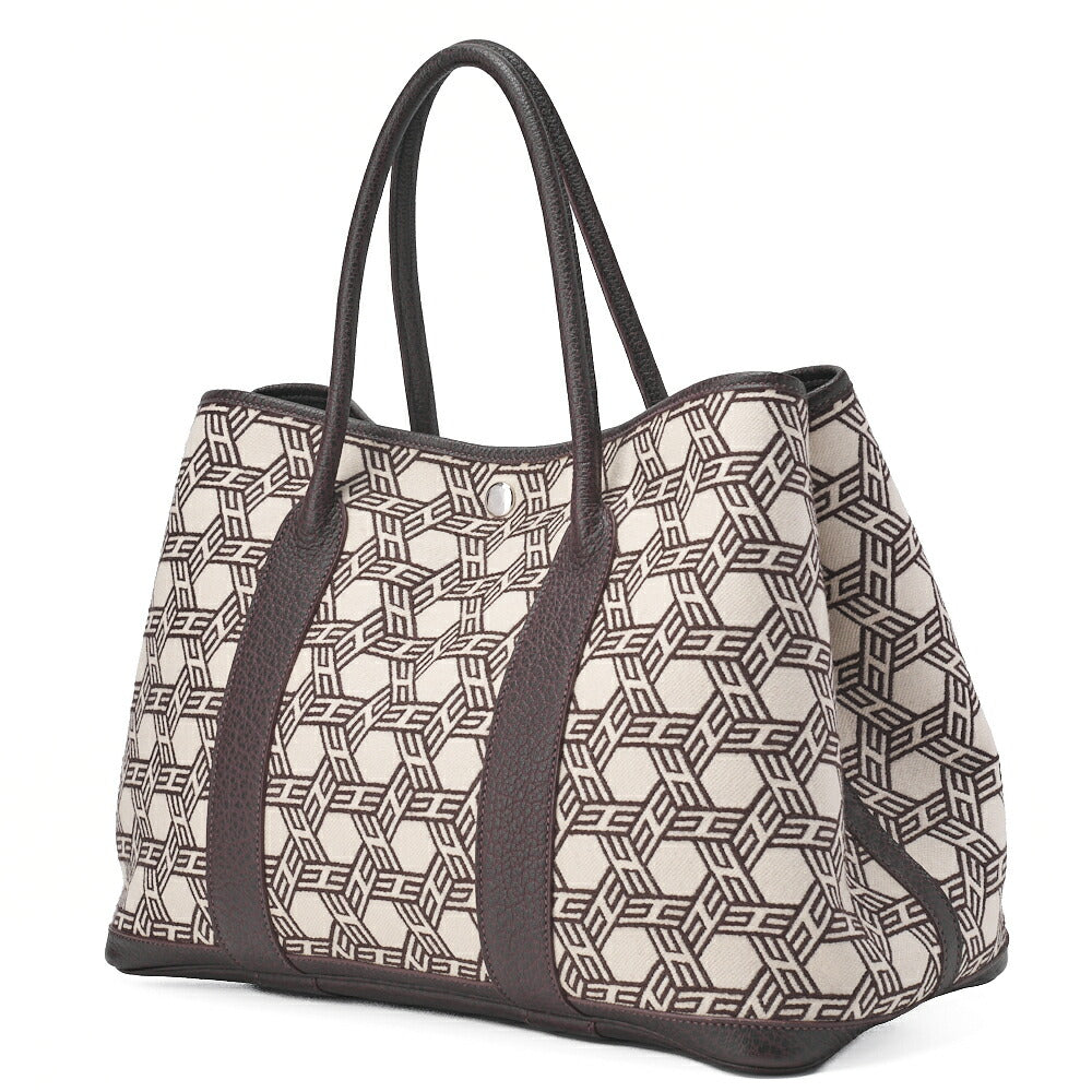 HERMES Garden Party PM Tote Bag Toal Assault Brown Silver-Tone Hardware, Pre-Owned