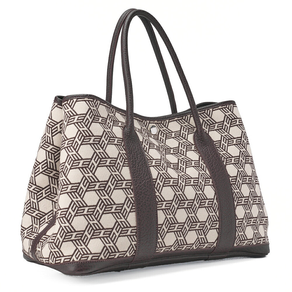 HERMES Garden Party PM Tote Bag Toal Assault Brown Silver-Tone Hardware, Pre-Owned