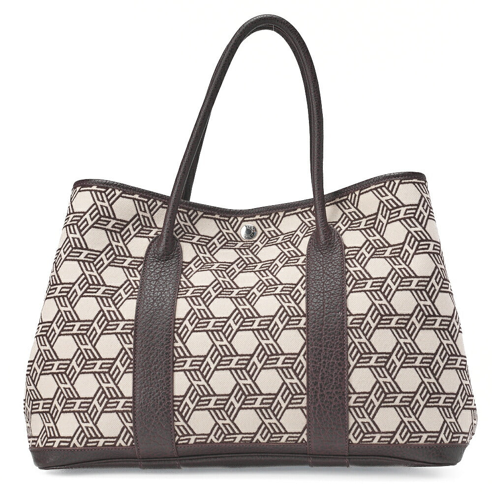 HERMES Garden Party PM Tote Bag Toal Assault Brown Silver-Tone Hardware, Pre-Owned