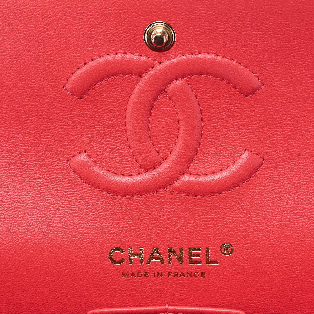 CHANEL Chain Shoulder Bag Matelasse Double Flap 23cm Lambskin Rose Pink Gold-Tone Hardware, Pre-Owned
