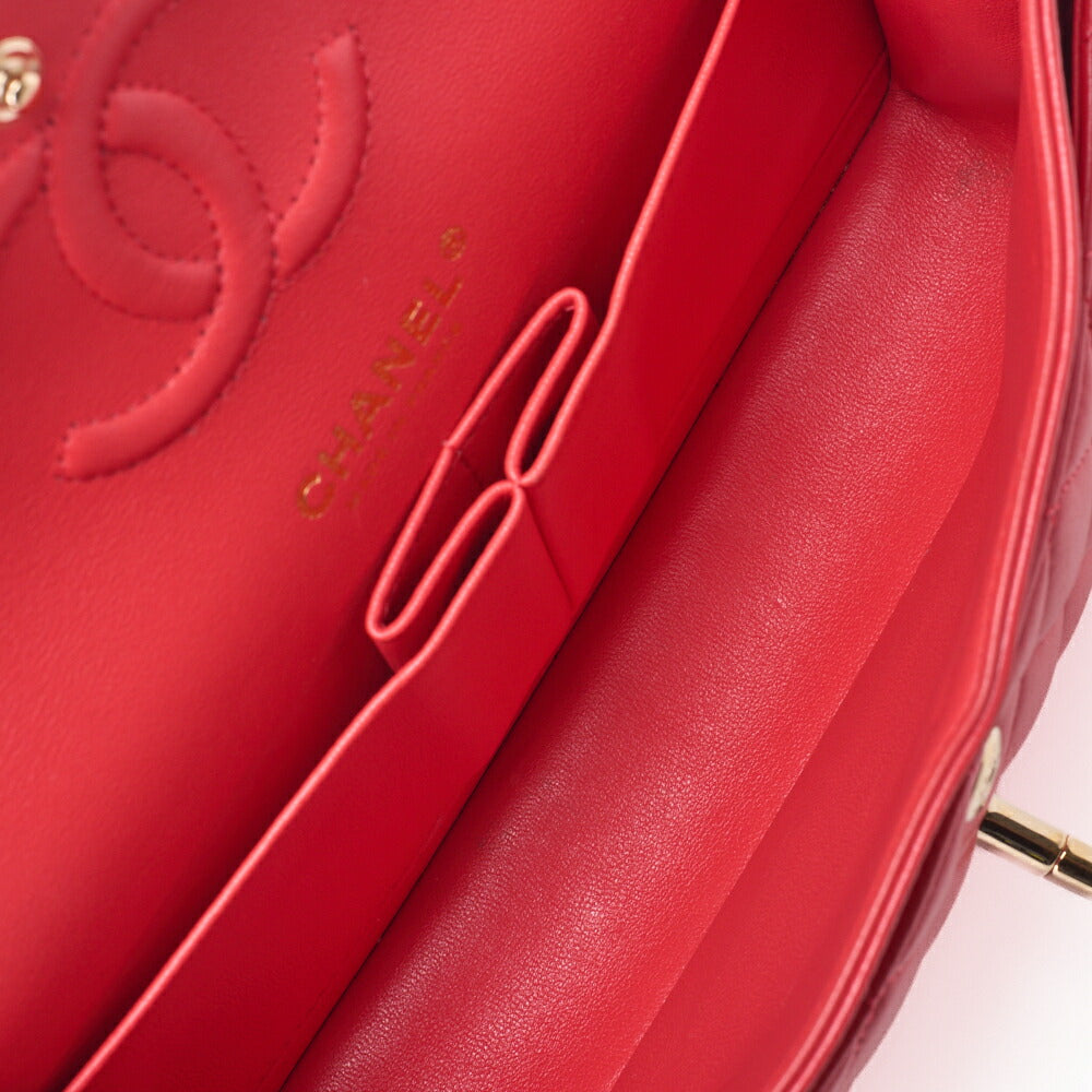 CHANEL Chain Shoulder Bag Matelasse Double Flap 23cm Lambskin Rose Pink Gold-Tone Hardware, Pre-Owned