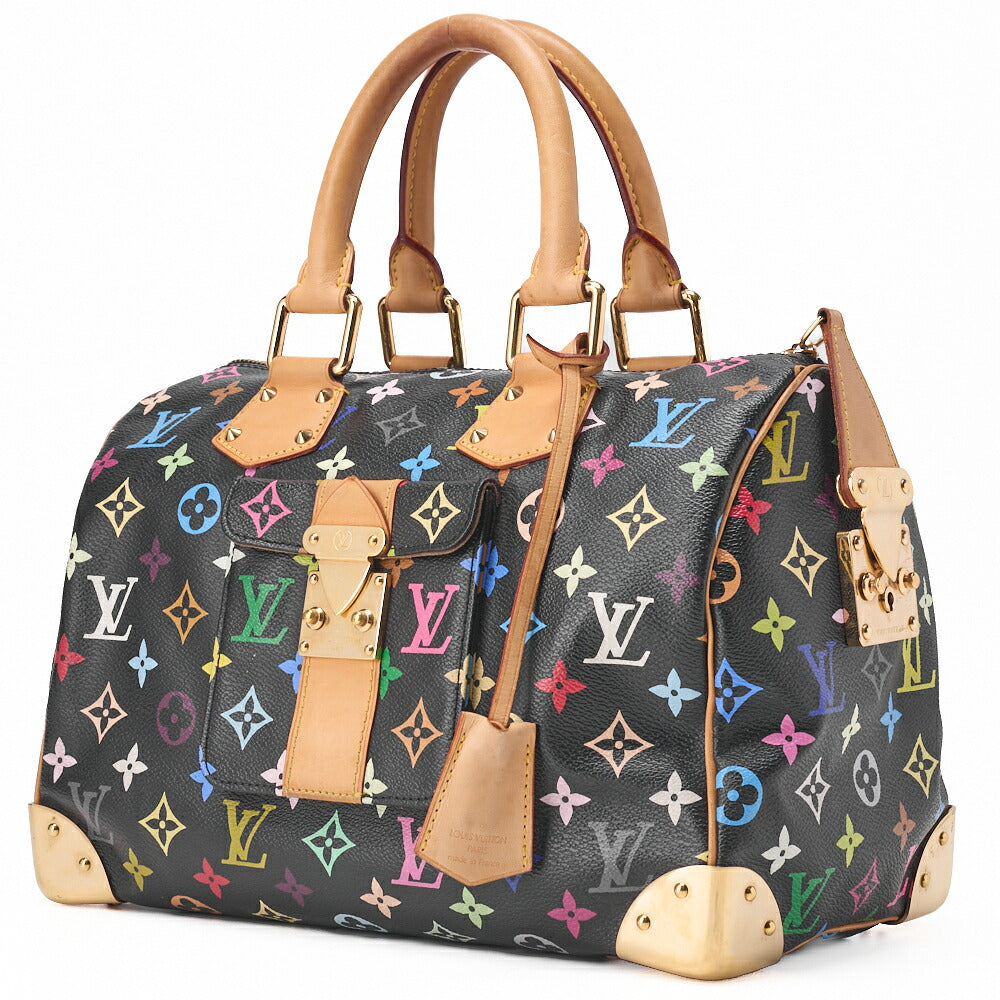 LOUIS VUITTON Louis Vuitton Handbag Monogram Multicolor Speedy 30 Handbag Black M92642 Gold-Tone Hardware, Pre-Owned