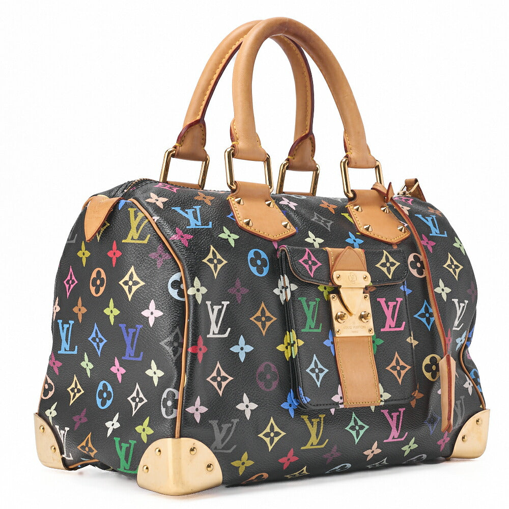 LOUIS VUITTON Louis Vuitton Handbag Monogram Multicolor Speedy 30 Handbag Black M92642 Gold-Tone Hardware, Pre-Owned