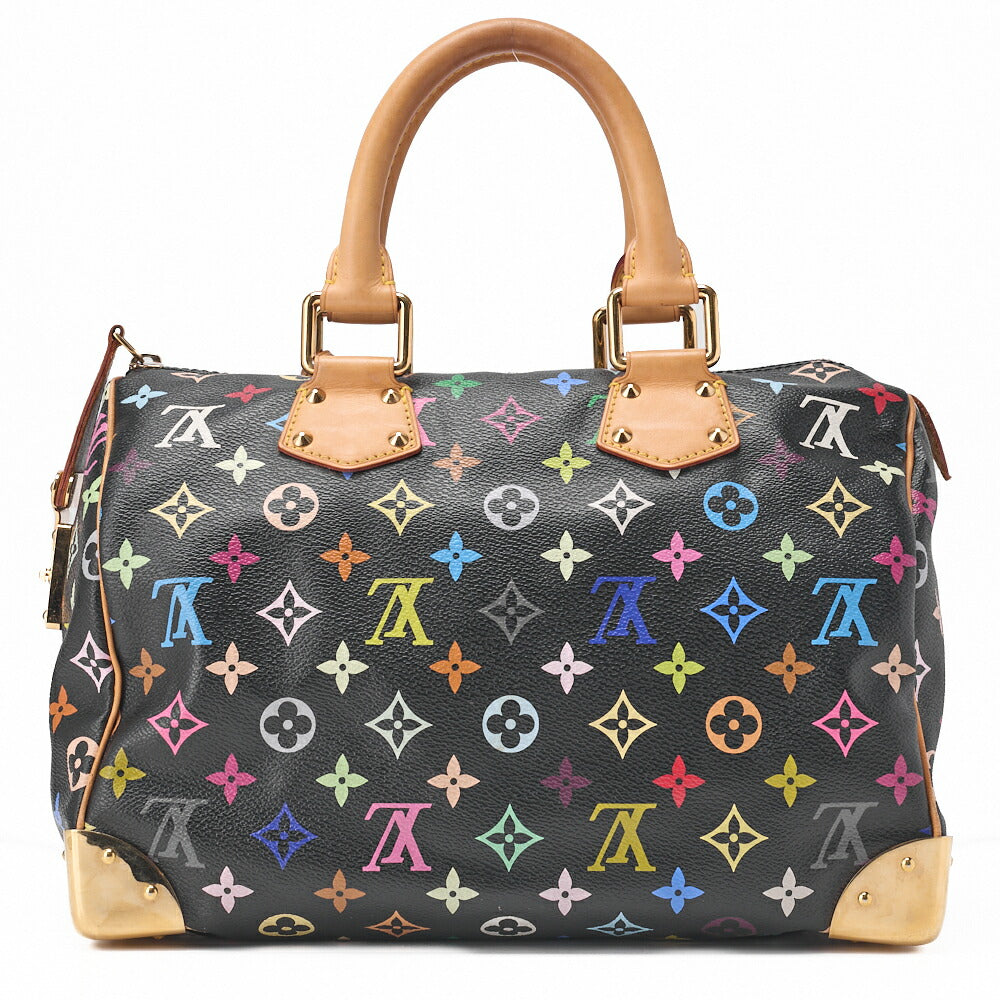 LOUIS VUITTON Louis Vuitton Handbag Monogram Multicolor Speedy 30 Handbag Black M92642 Gold-Tone Hardware, Pre-Owned