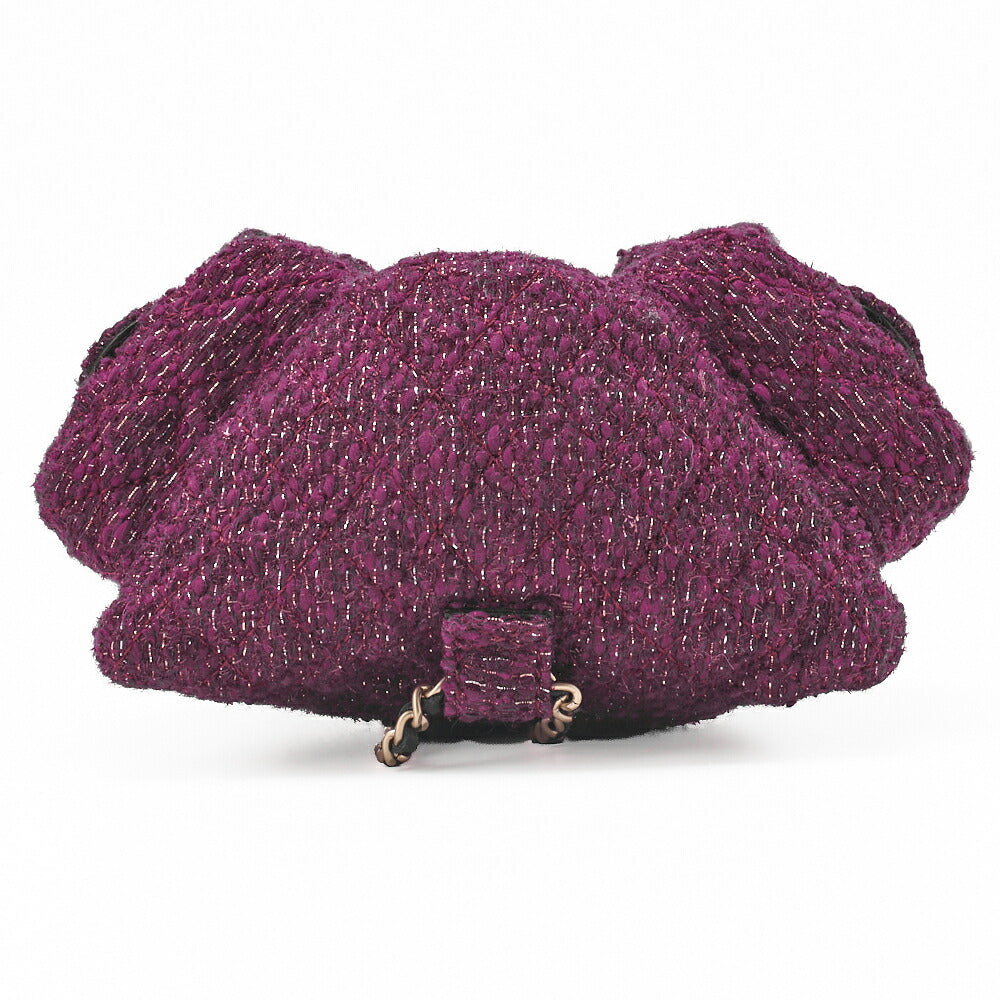 CHANEL Rucksack Matelasse Tweed Mini Size Purple Gold-Tone Hardware, Pre-Owned