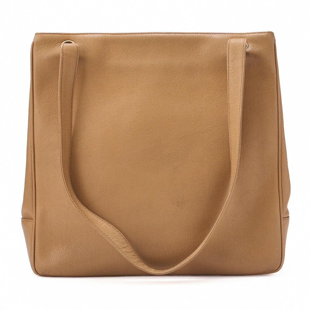 CHANEL Big Coco Mark Tote Bag Caviar Skin Beige Gold-Tone Hardware, Pre-Owned