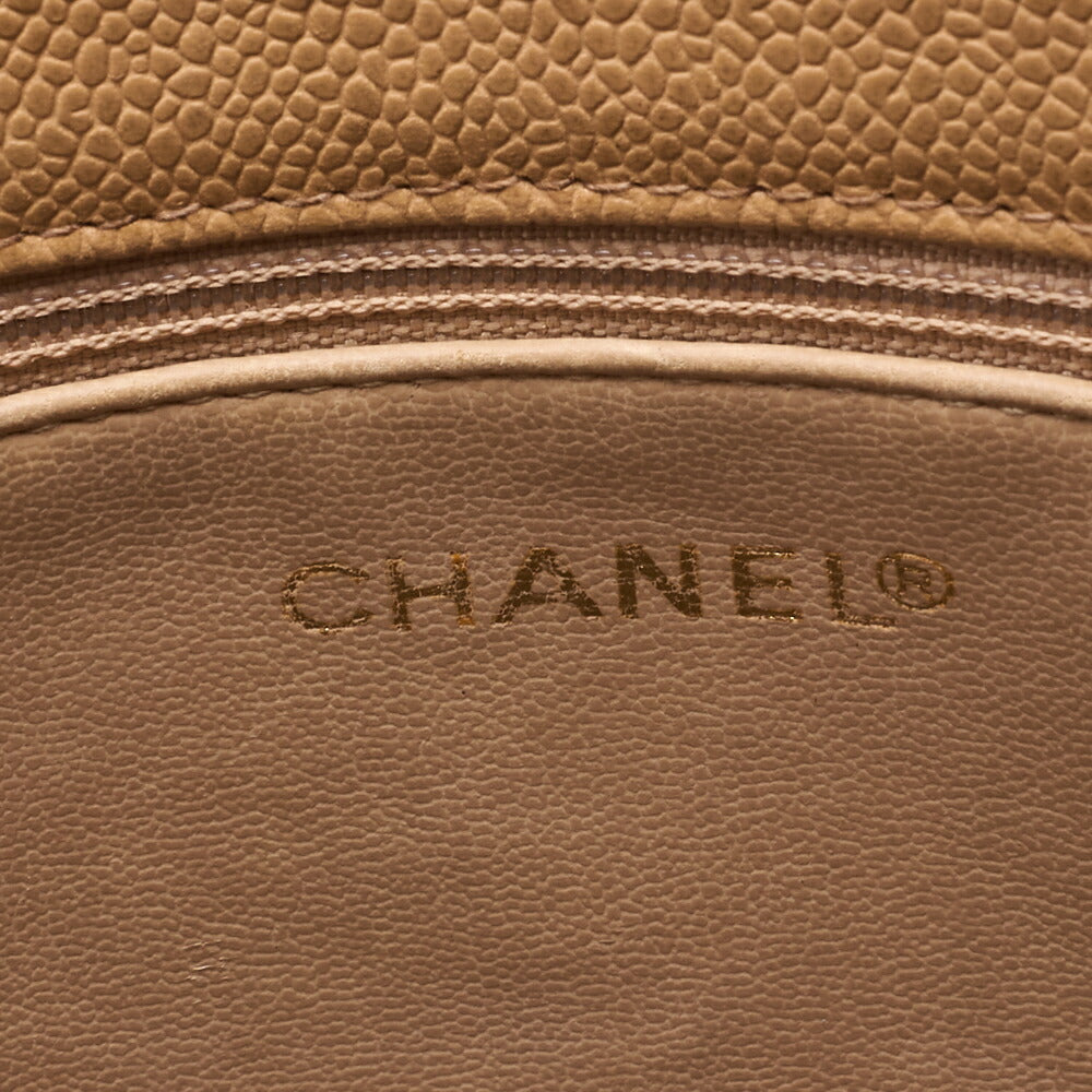 CHANEL Big Coco Mark Tote Bag Caviar Skin Beige Gold-Tone Hardware, Pre-Owned