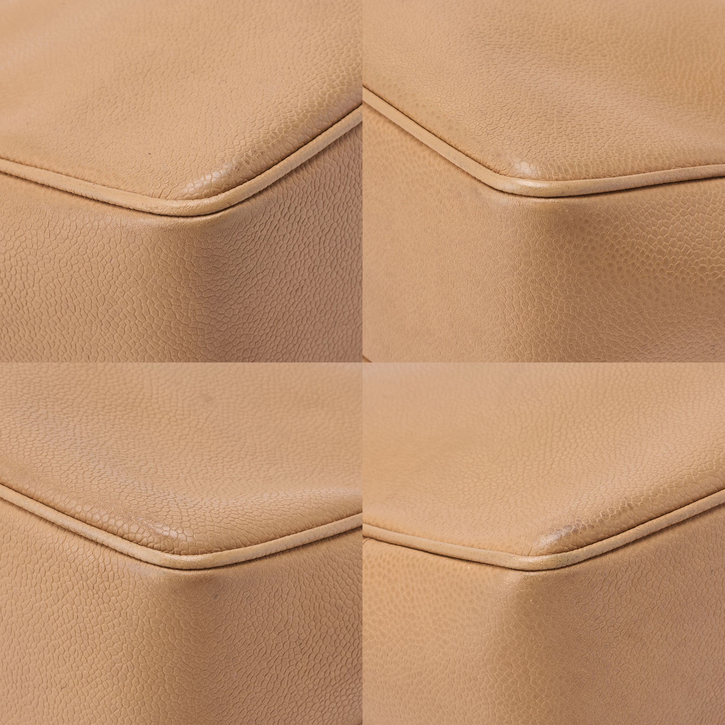 CHANEL Big Coco Mark Tote Bag Caviar Skin Beige Gold-Tone Hardware, Pre-Owned