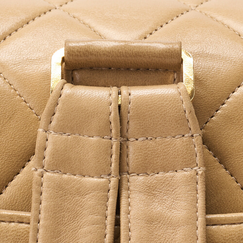 CHANEL Shoulder Bag Rucksack Lambskin Matelasse Turnlock Beige Gold-Tone Hardware, Pre-Owned