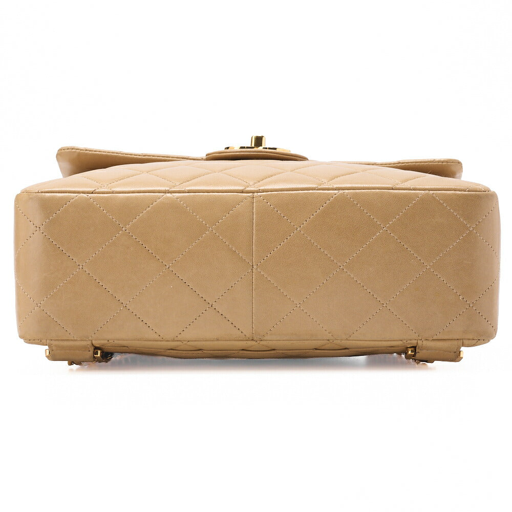 CHANEL Shoulder Bag Rucksack Lambskin Matelasse Turnlock Beige Gold-Tone Hardware, Pre-Owned