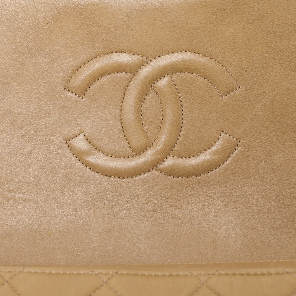 CHANEL Shoulder Bag Rucksack Lambskin Matelasse Turnlock Beige Gold-Tone Hardware, Pre-Owned