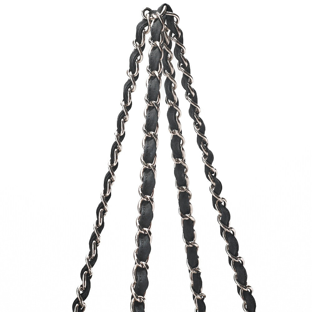 CHANEL Shoulder Bag Denim Coco Mark Gray Silver-Tone Hardware, Pre-Owned