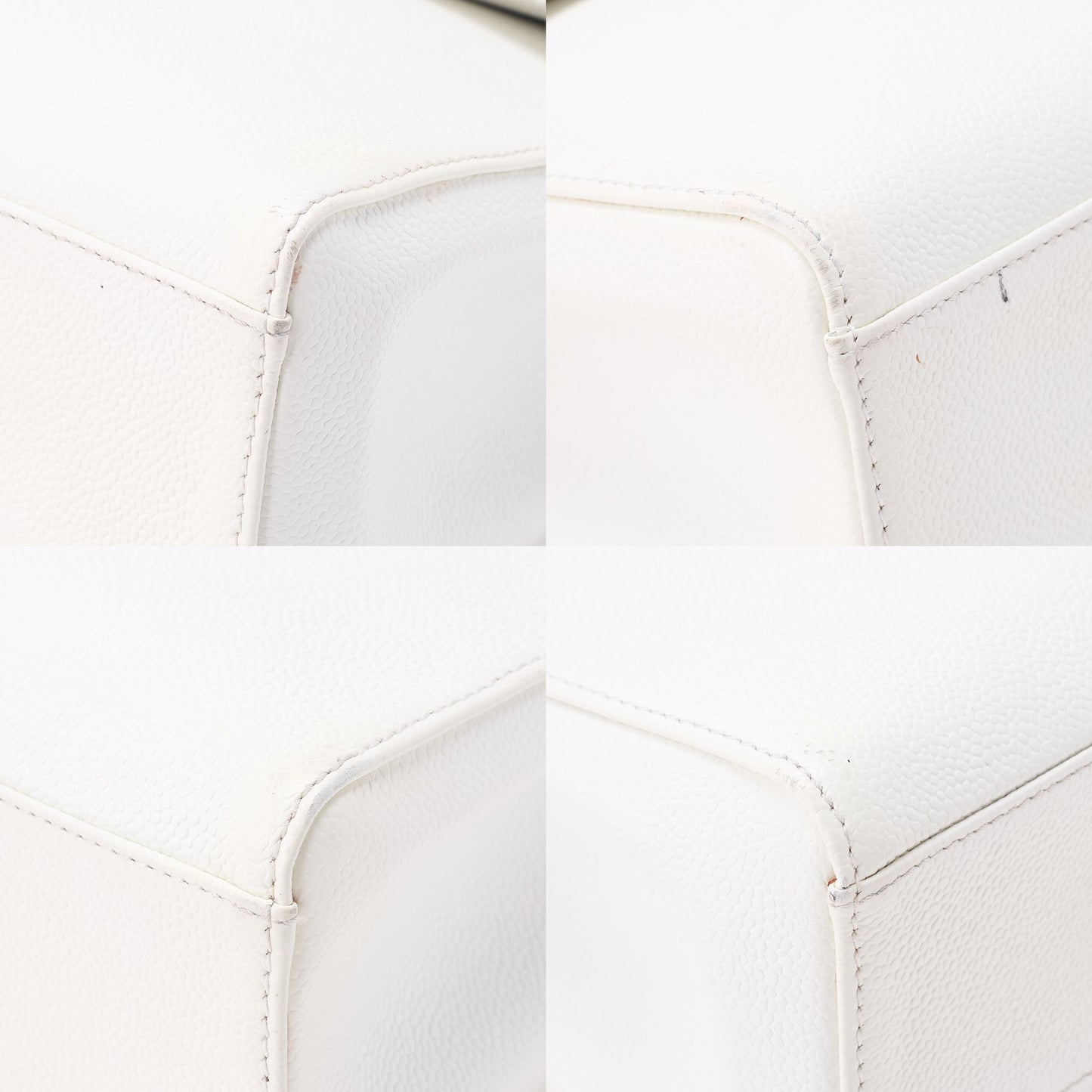 CHANEL Handbag Turnlock Kelly Shape Wood Pattern Caviar Skin White Gold-Tone Hardware, Pre-Owned