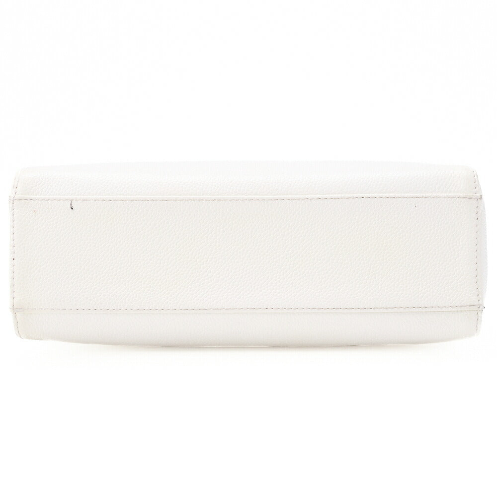 CHANEL Handbag Turnlock Kelly Shape Wood Pattern Caviar Skin White Gold-Tone Hardware, Pre-Owned