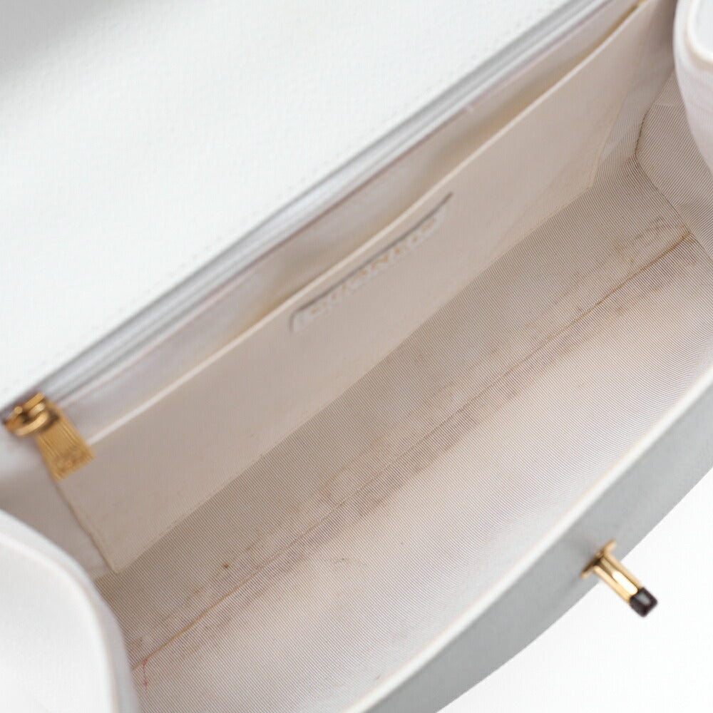 CHANEL Handbag Turnlock Kelly Shape Wood Pattern Caviar Skin White Gold-Tone Hardware, Pre-Owned