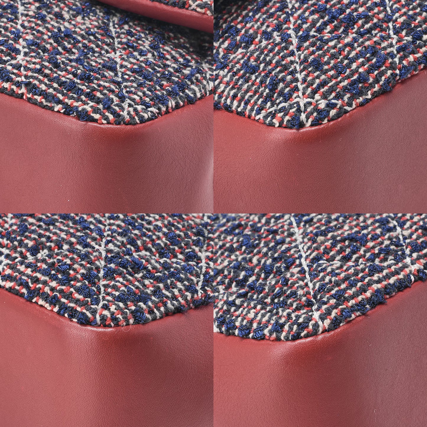 CHANEL Shoulder Bag Matelasse Single Flap Tweed Red & Navy Silver-Tone Hardware, Pre-Owned