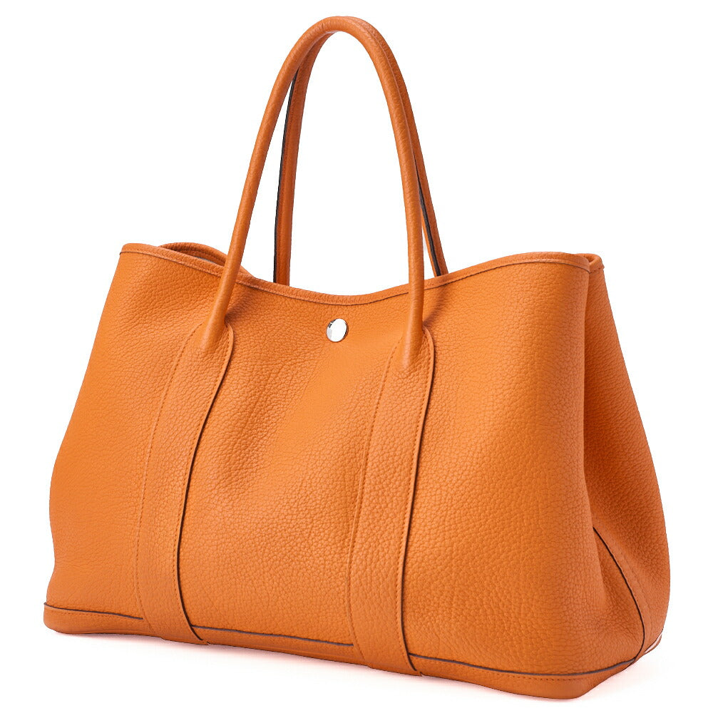 HERMES Garden Party PM Tote Bag Negonda Orange Silver-Tone Hardware, Pre-Owned