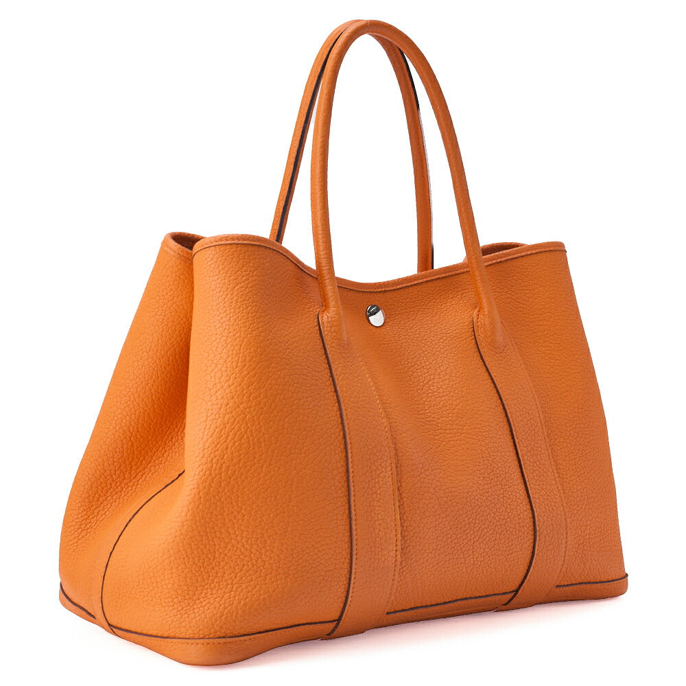 HERMES Garden Party PM Tote Bag Negonda Orange Silver-Tone Hardware, Pre-Owned
