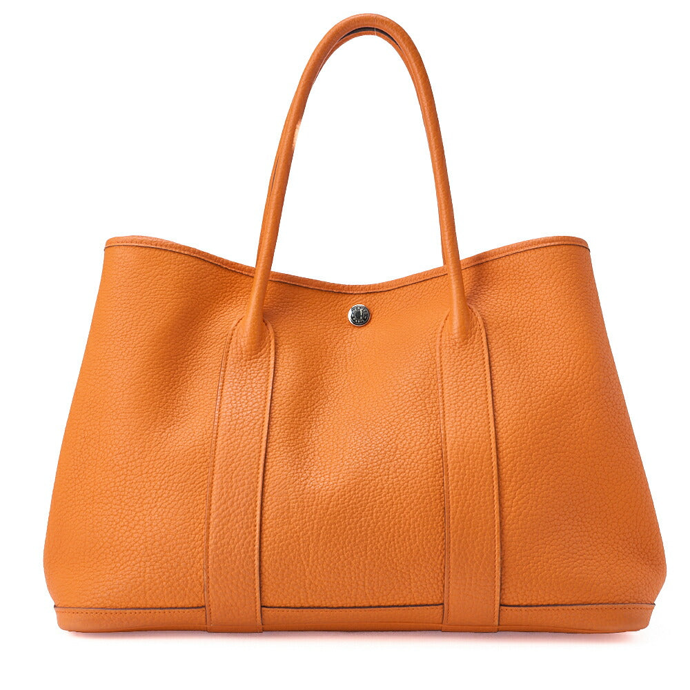 HERMES Garden Party PM Tote Bag Negonda Orange Silver-Tone Hardware, Pre-Owned