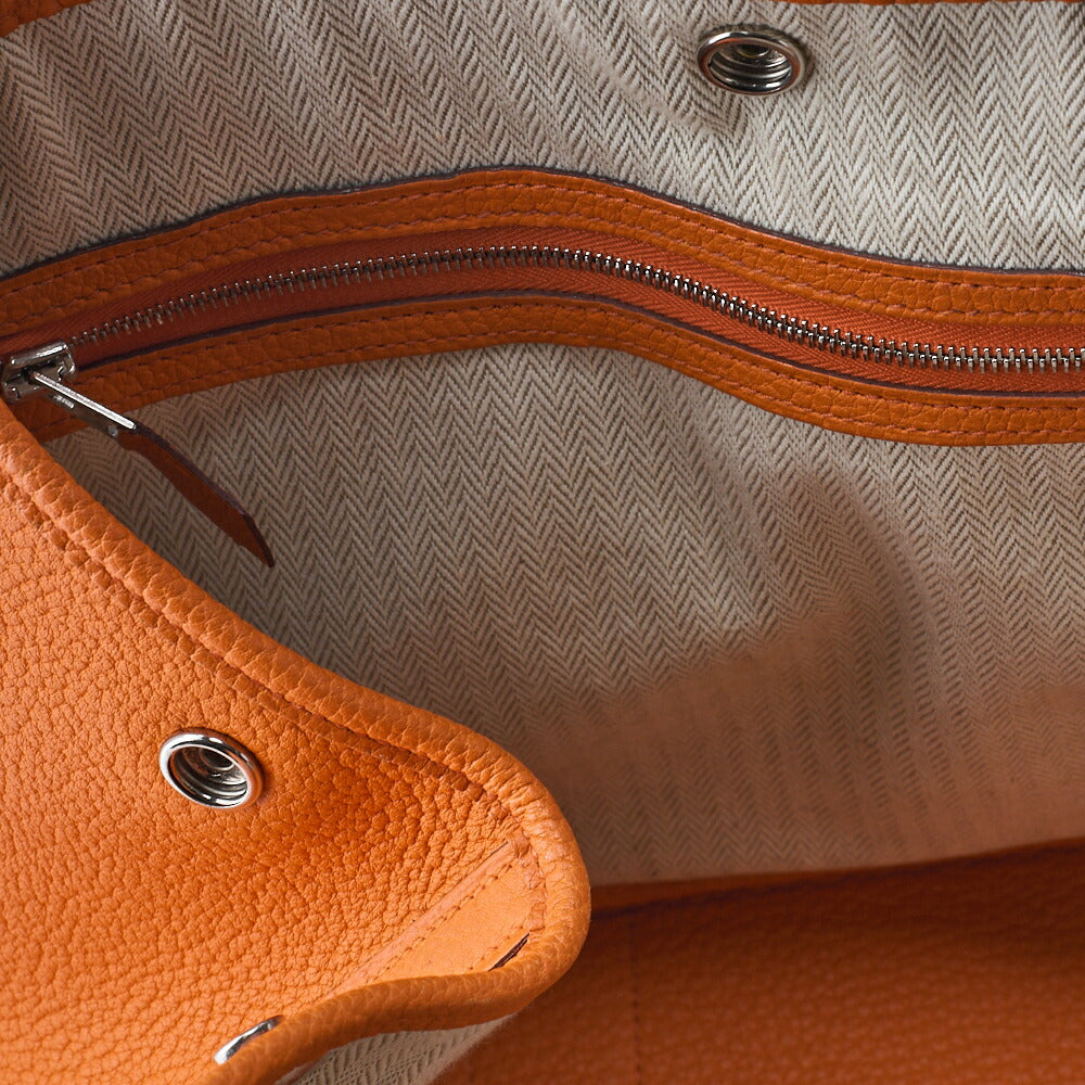 HERMES Garden Party PM Tote Bag Negonda Orange Silver-Tone Hardware, Pre-Owned