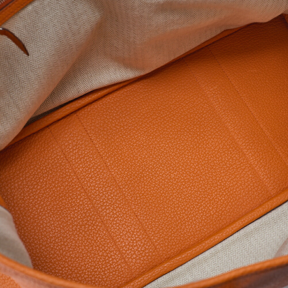 HERMES Garden Party PM Tote Bag Negonda Orange Silver-Tone Hardware, Pre-Owned