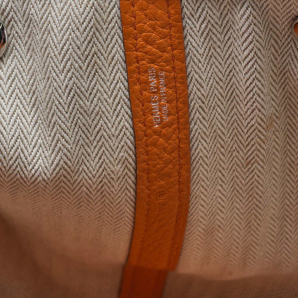 HERMES Garden Party PM Tote Bag Negonda Orange Silver-Tone Hardware, Pre-Owned
