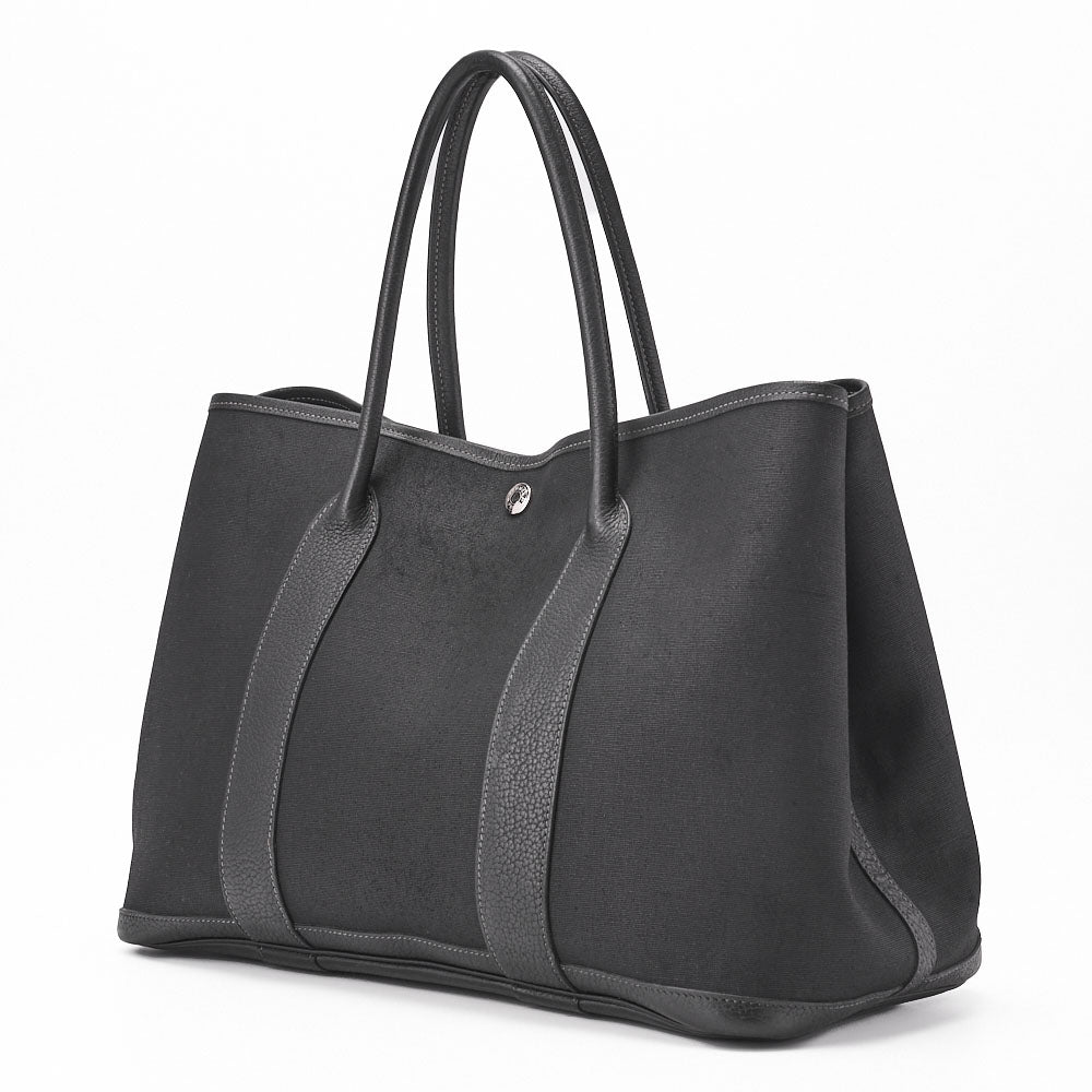 HERMES Garden Party PM Tote Bag Toval Ophezhe Black Silver-Tone Hardware, Pre-Owned