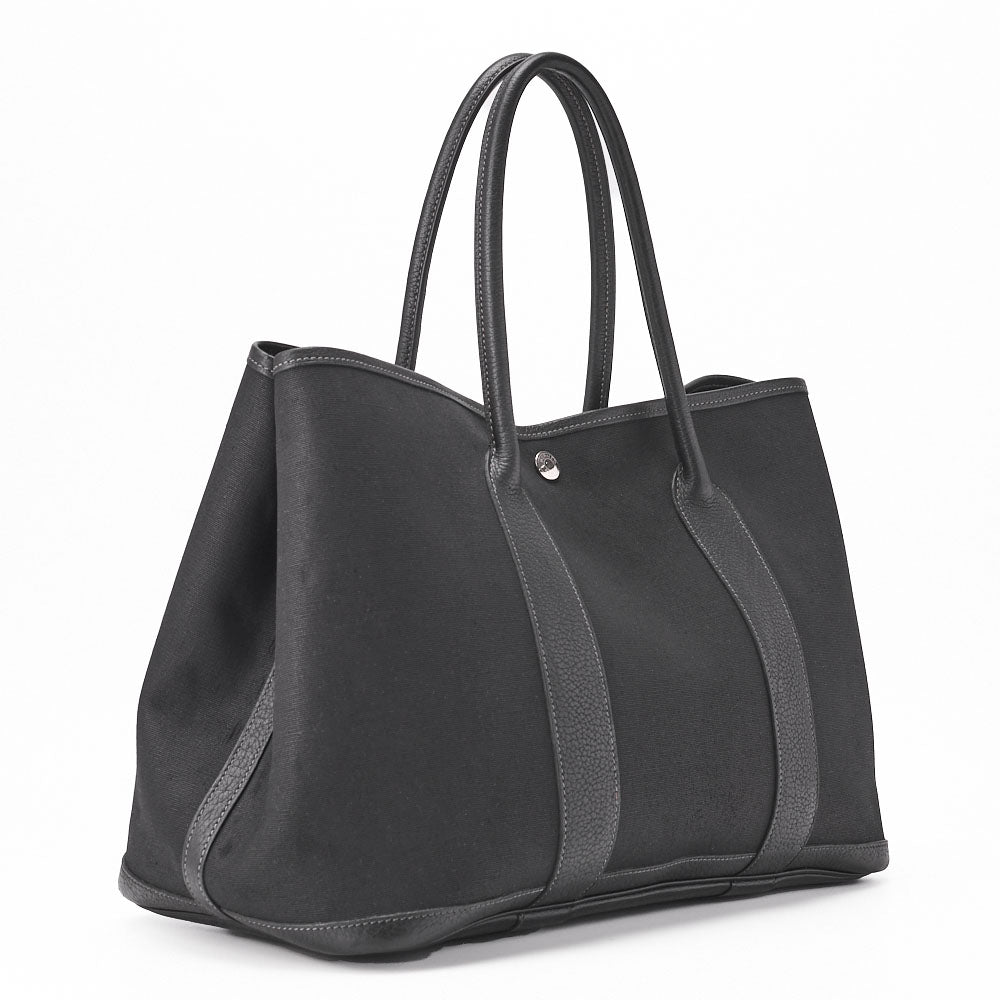 HERMES Garden Party PM Tote Bag Toval Ophezhe Black Silver-Tone Hardware, Pre-Owned