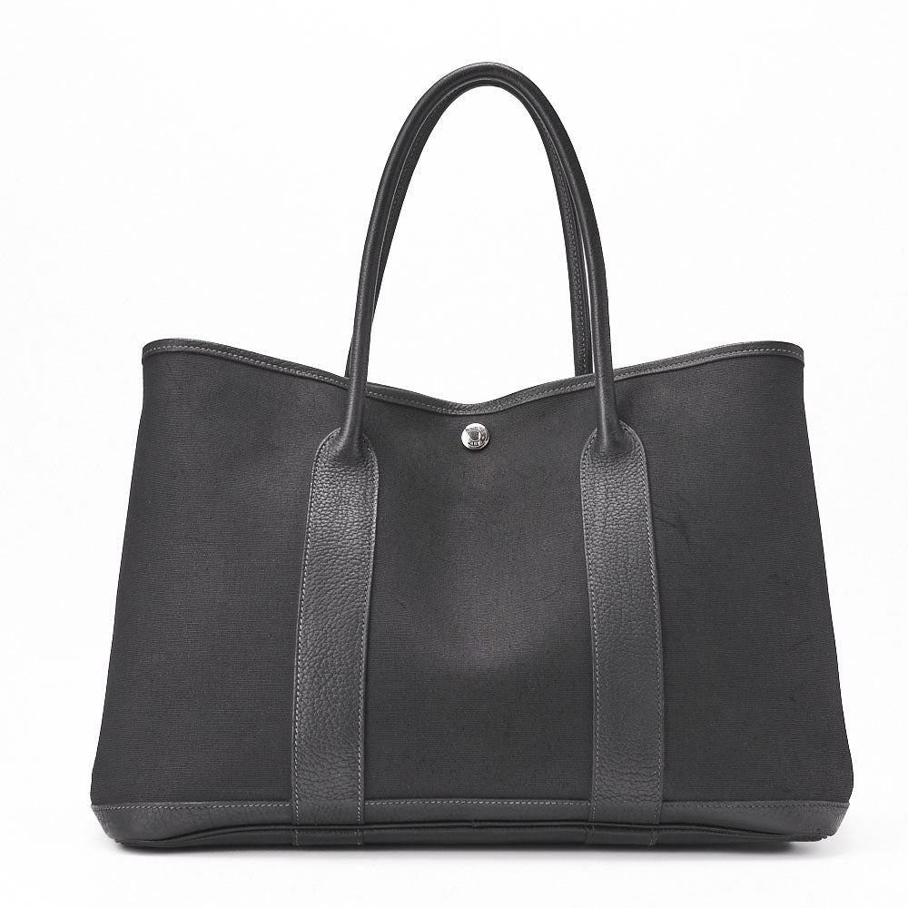 HERMES Garden Party PM Tote Bag Toval Ophezhe Black Silver-Tone Hardware, Pre-Owned