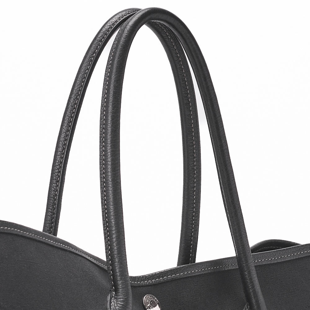 HERMES Garden Party PM Tote Bag Toval Ophezhe Black Silver-Tone Hardware, Pre-Owned