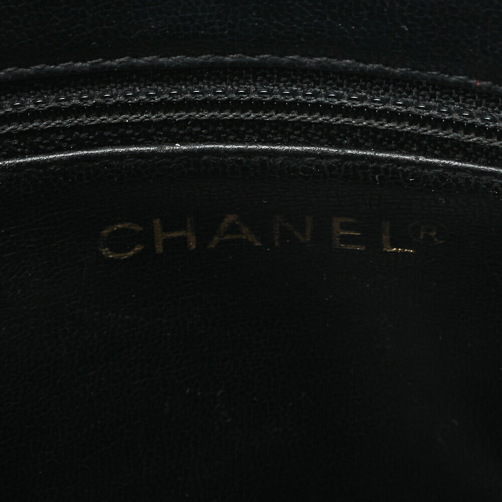 CHANEL Shoulder Bag Coco Mark Ball Charm Caviar Skin Black Gold-Tone Hardware, Pre-Owned
