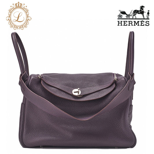 HERMES Lindy 34 Shoulder Bag Triyon Clemence Lesan Silver-Tone Hardware, Pre-Owned
