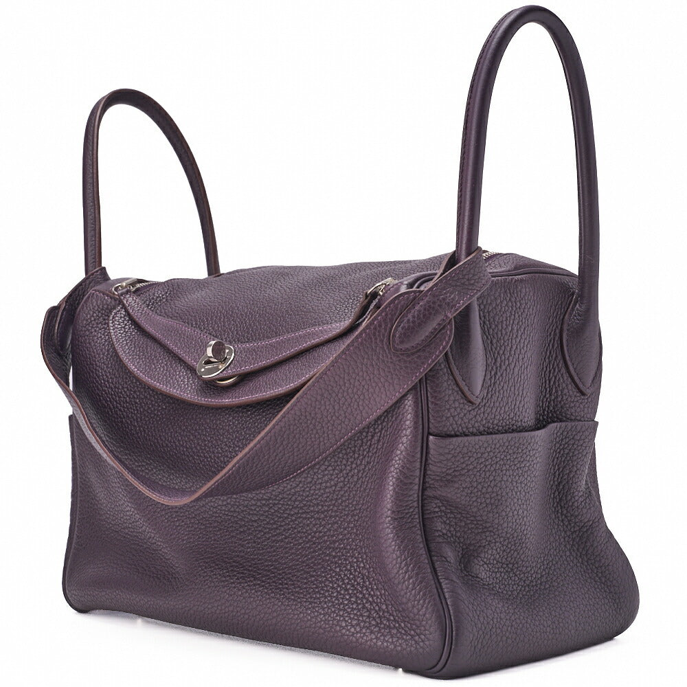 HERMES Lindy 34 Shoulder Bag Triyon Clemence Lesan Silver-Tone Hardware, Pre-Owned