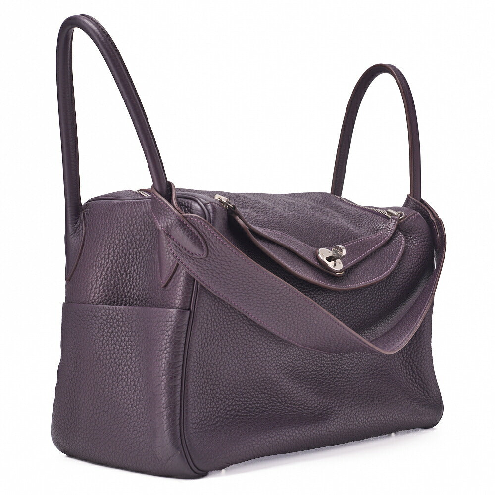 HERMES Lindy 34 Shoulder Bag Triyon Clemence Lesan Silver-Tone Hardware, Pre-Owned