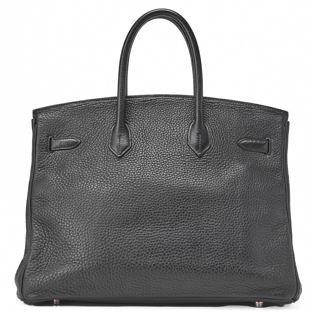 HERMES Birkin 35 Handbag Tryon Black Silver-Tone Hardware, Pre-Owned