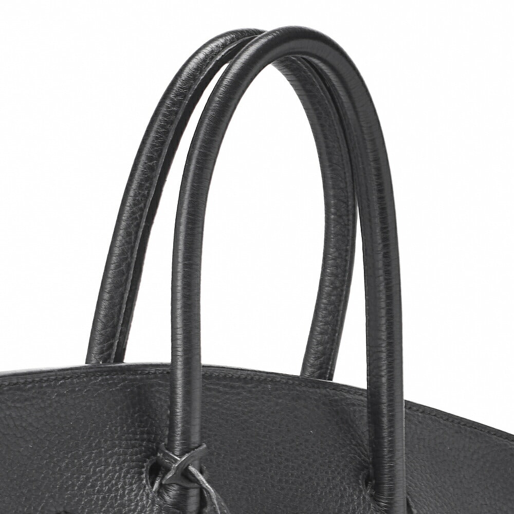 HERMES Birkin 35 Handbag Tryon Black Silver-Tone Hardware, Pre-Owned