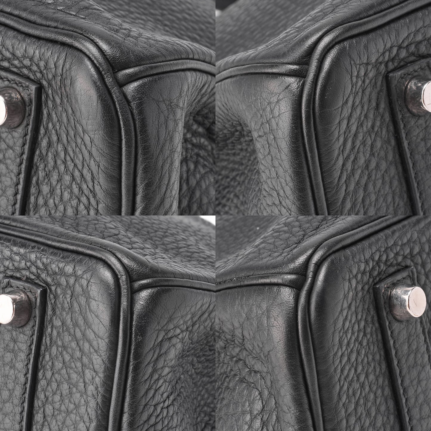 HERMES Birkin 35 Handbag Tryon Black Silver-Tone Hardware, Pre-Owned