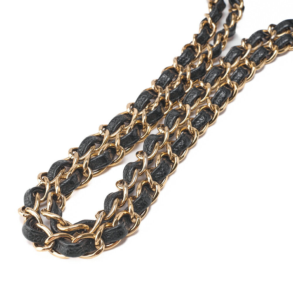 CHANEL Chain Shoulder Bag Deca Matrasse 30cm Double Flap Caviar Skin Black Gold-Tone Hardware, Pre-Owned