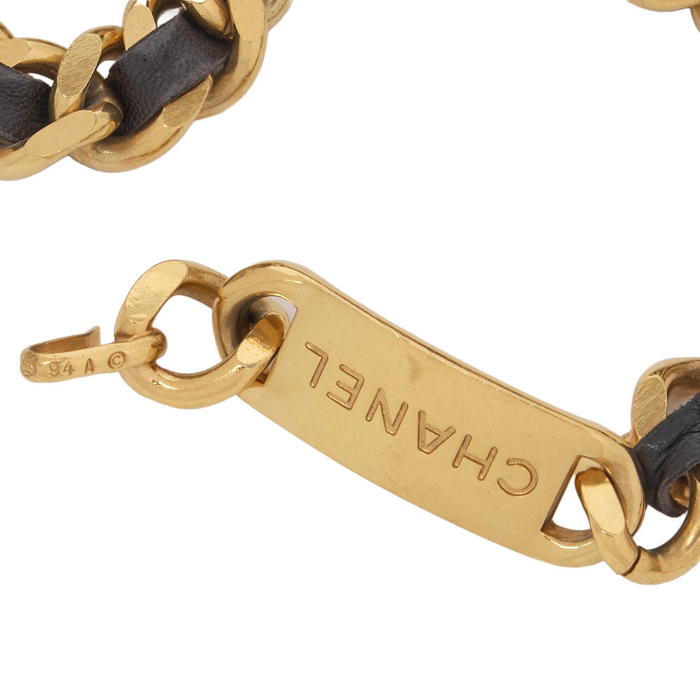 CHANEL Cocomark Chain Belt GP X Leather Black Gold (Gold Plated) Gold-Tone Hardware, Pre-Owned