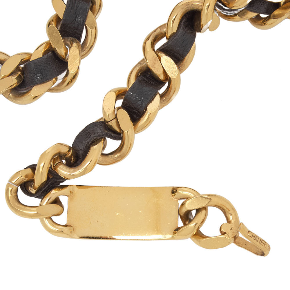 CHANEL Cocomark Chain Belt GP X Leather Black Gold (Gold Plated) Gold-Tone Hardware, Pre-Owned