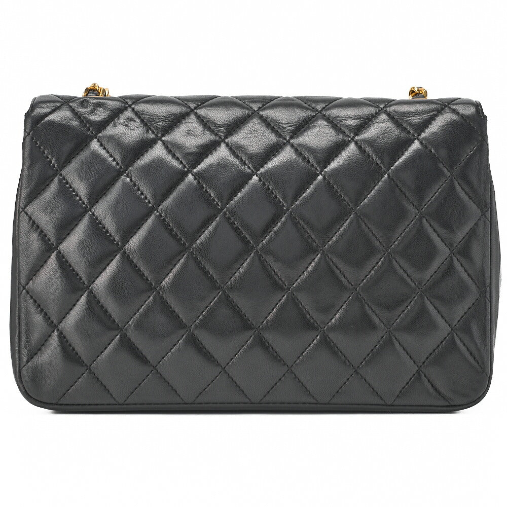 CHANEL Chain Shoulder Bag Matlasse Lambskin Black Round Flap Turnlock Gold-Tone Hardware, Pre-Owned