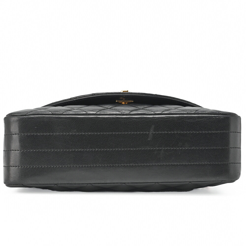 CHANEL Chain Shoulder Bag Matlasse Lambskin Black Round Flap Turnlock Gold-Tone Hardware, Pre-Owned
