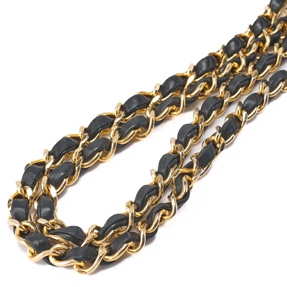 CHANEL Chain Shoulder Bag Matlasse Lambskin Black Round Flap Turnlock Gold-Tone Hardware, Pre-Owned